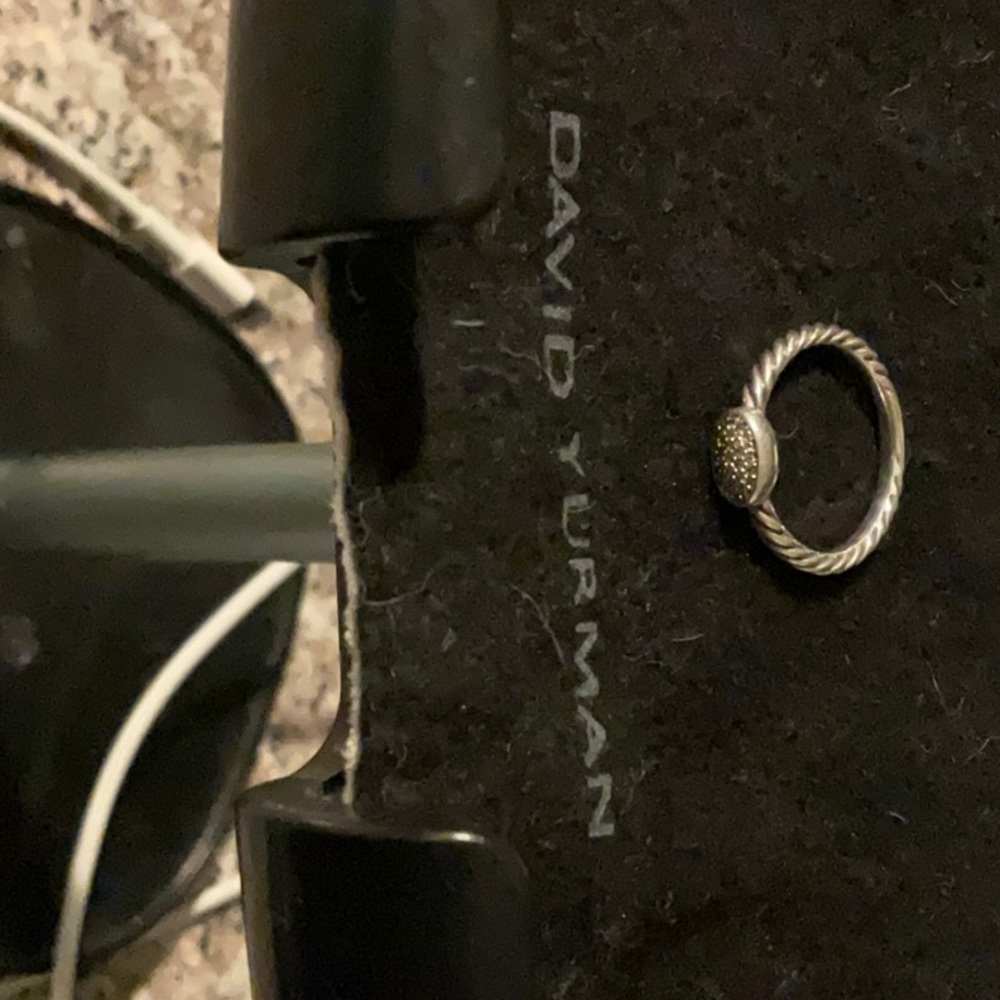 David Yurman silver diamond stack ring.